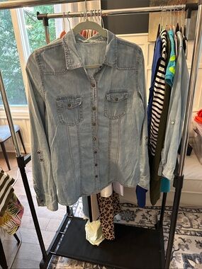 Maurices Light Blue Denim Shirt